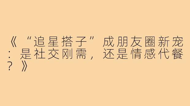 《“追星搭子”成朋友圈新宠：是社交刚需，还是情感代餐？》