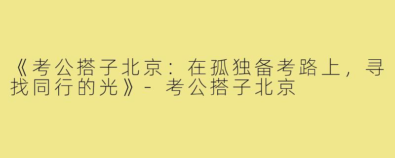 《考公搭子北京：在孤独备考路上，寻找同行的光》-考公搭子北京