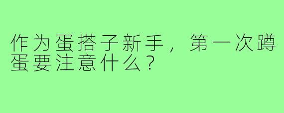 作为蛋搭子新手，第一次蹲蛋要注意什么？