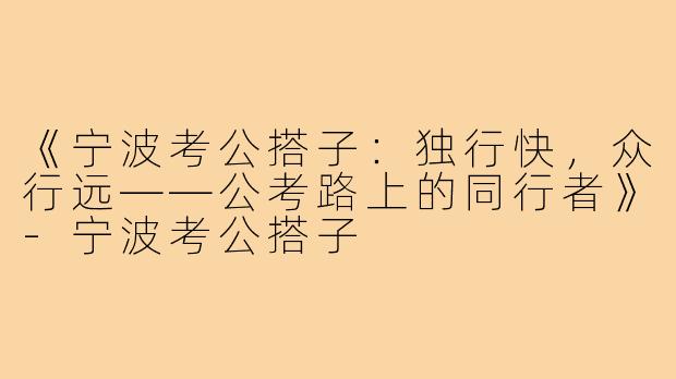 《宁波考公搭子：独行快，众行远——公考路上的同行者》-宁波考公搭子
