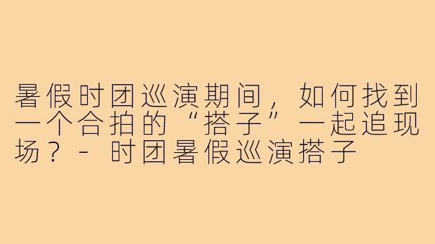 暑假时团巡演期间,如何找到一个合拍的“搭子”一起追现场?-时团暑假巡演搭子