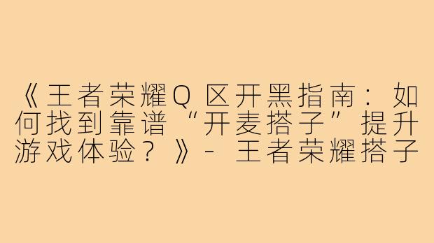 《王者荣耀Q区开黑指南：如何找到靠谱“开麦搭子”提升游戏体验？》-王者荣耀搭子q区开麦