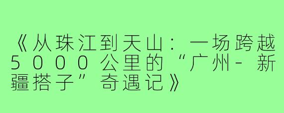《从珠江到天山：一场跨越5000公里的“广州-新疆搭子”奇遇记》