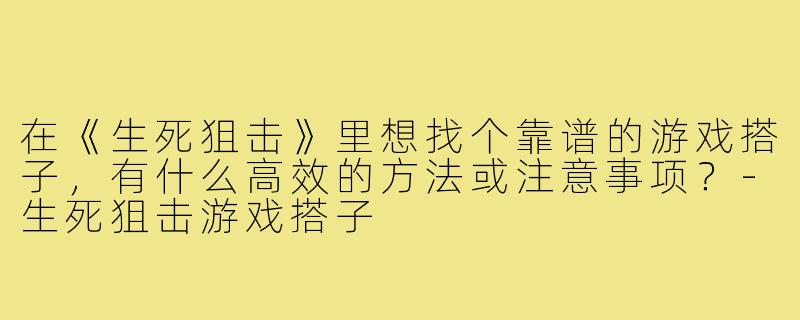 在《生死狙击》里想找个靠谱的游戏搭子，有什么高效的方法或注意事项？-生死狙击游戏搭子