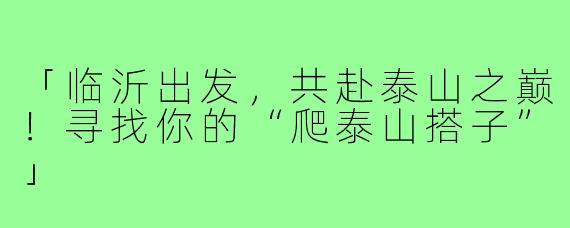 「临沂出发，共赴泰山之巅！寻找你的“爬泰山搭子”」