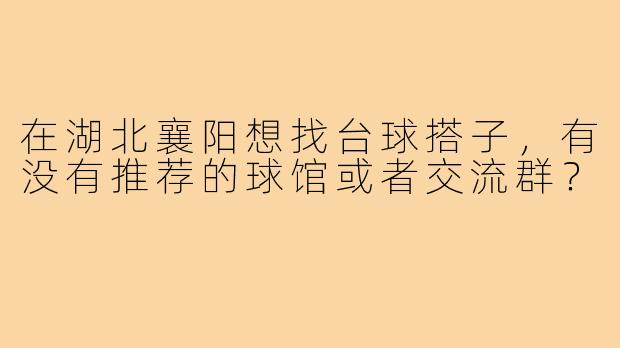 在湖北襄阳想找台球搭子,有没有推荐的球馆或者交流群?