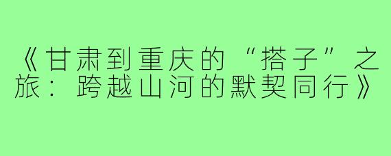 《甘肃到重庆的“搭子”之旅：跨越山河的默契同行》