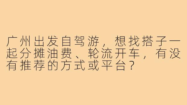 广州出发自驾游，想找搭子一起分摊油费、轮流开车，有没有推荐的方式或平台？
