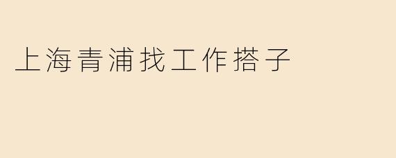 上海青浦找工作搭子