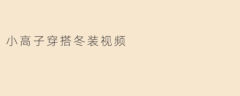 小高子穿搭冬装视频