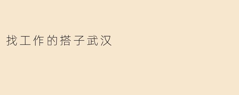 找工作的搭子武汉