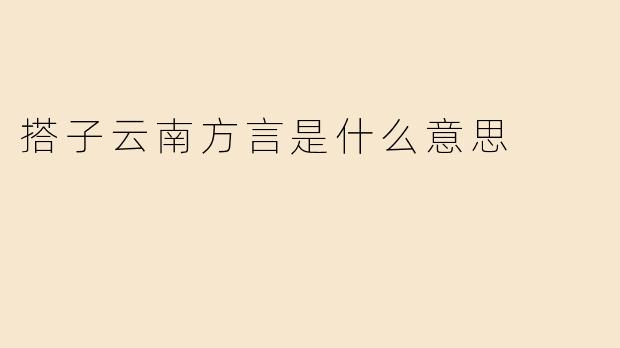 搭子云南方言是什么意思