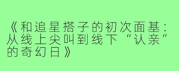 《和追星搭子的初次面基：从线上尖叫到线下“认亲”的奇幻日》