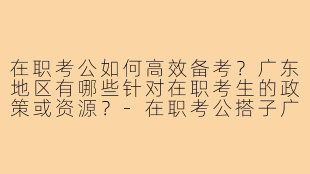 在职考公如何高效备考？广东地区有哪些针对在职考生的政策或资源？