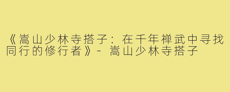 《嵩山少林寺搭子：在千年禅武中寻找同行的修行者》