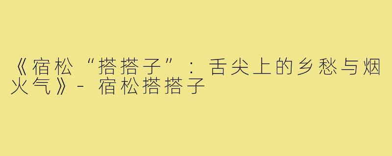 《宿松“搭搭子”:舌尖上的乡愁与烟火气》-宿松搭搭子