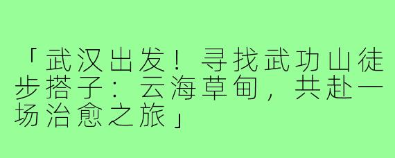 「武汉出发！寻找武功山徒步搭子：云海草甸，共赴一场治愈之旅」