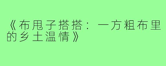 《布甩子搭搭:一方粗布里的乡土温情》