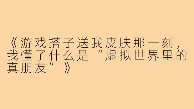《游戏搭子送我皮肤那一刻，我懂了什么是“虚拟世界里的真朋友”》