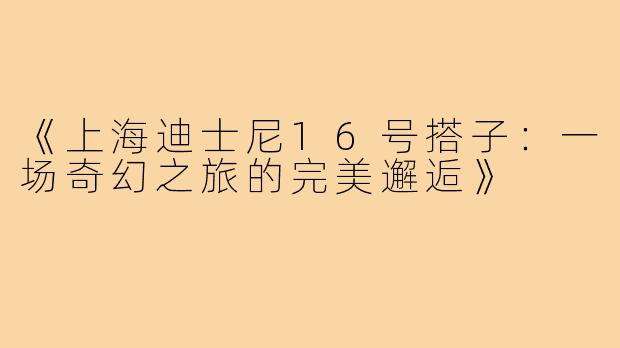 《上海迪士尼16号搭子：一场奇幻之旅的完美邂逅》