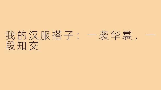 我的汉服搭子:一袭华裳,一段知交