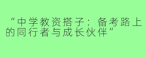 “中学教资搭子：备考路上的同行者与成长伙伴”