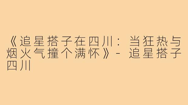 《追星搭子在四川:当狂热与烟火气撞个满怀》-追星搭子四川