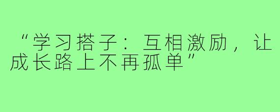 “学习搭子:互相激励,让成长路上不再孤单”