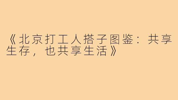 《北京打工人搭子图鉴:共享生存,也共享生活》