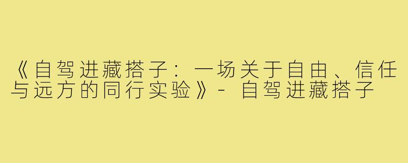 《自驾进藏搭子：一场关于自由、信任与远方的同行实验》-自驾进藏搭子
