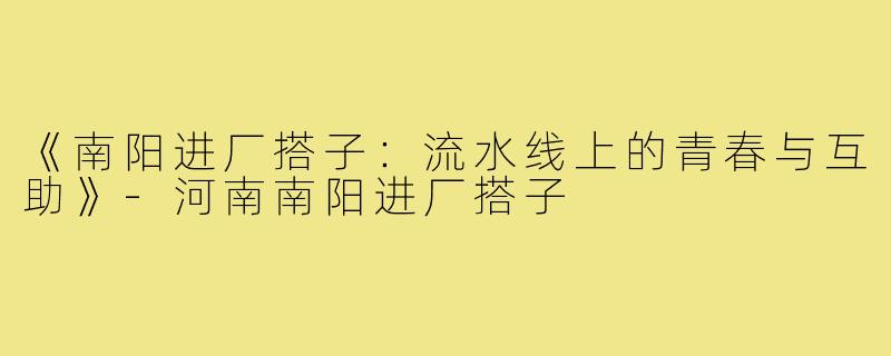 《南阳进厂搭子:流水线上的青春与互助》-河南南阳进厂搭子