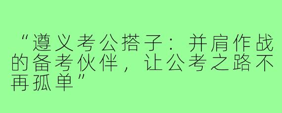 “遵义考公搭子:并肩作战的备考伙伴,让公考之路不再孤单”