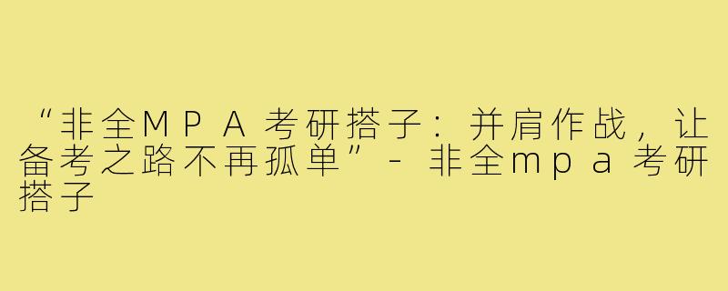 “非全MPA考研搭子：并肩作战，让备考之路不再孤单”