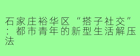 石家庄裕华区“搭子社交”:都市青年的新型生活解压法