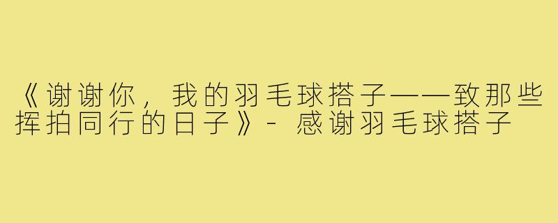 《谢谢你,我的羽毛球搭子——致那些挥拍同行的日子》-感谢羽毛球搭子