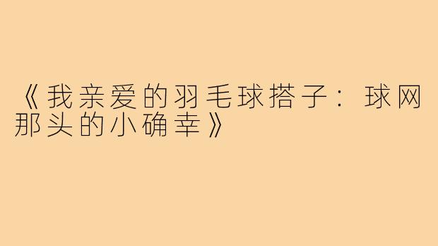 《我亲爱的羽毛球搭子:球网那头的小确幸》