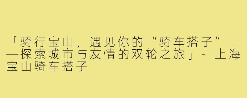 「骑行宝山，遇见你的“骑车搭子”——探索城市与友情的双轮之旅」-上海宝山骑车搭子