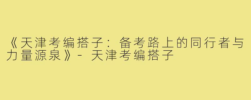 《天津考编搭子：备考路上的同行者与力量源泉》
