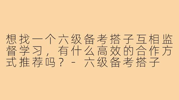 想找一个六级备考搭子互相监督学习，有什么高效的合作方式推荐吗？-六级备考搭子