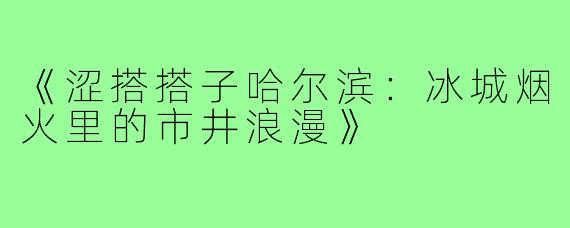 《涩搭搭子哈尔滨:冰城烟火里的市井浪漫》