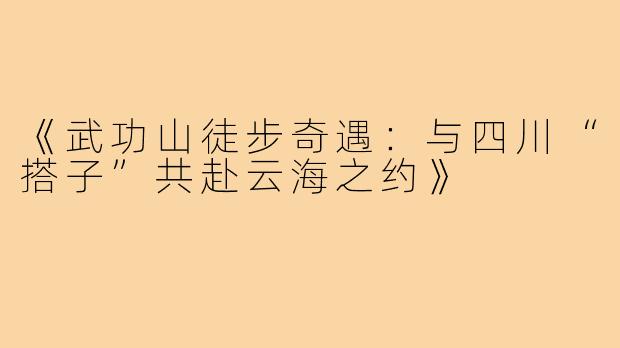 《武功山徒步奇遇：与四川“搭子”共赴云海之约》