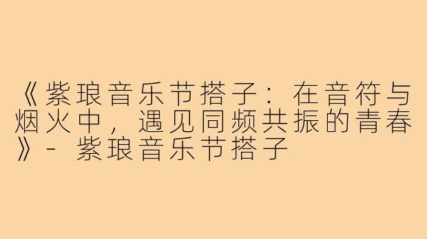 《紫琅音乐节搭子：在音符与烟火中，遇见同频共振的青春》-紫琅音乐节搭子