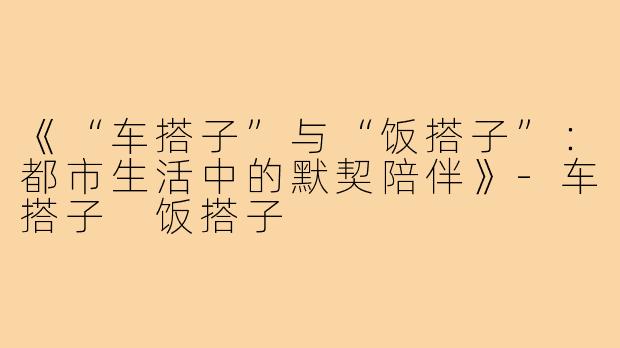 《“车搭子”与“饭搭子”:都市生活中的默契陪伴》-车搭子 饭搭子
