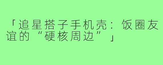 「追星搭子手机壳：饭圈友谊的“硬核周边”」