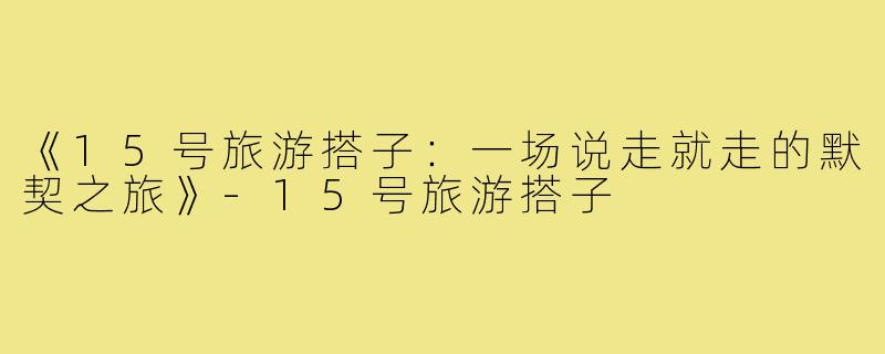 《15号旅游搭子：一场说走就走的默契之旅》-15号旅游搭子
