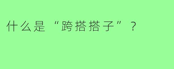 什么是“跨搭搭子”？