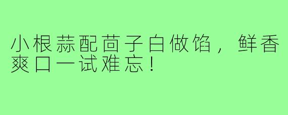 小根蒜配茴子白做馅,鲜香爽口一试难忘!