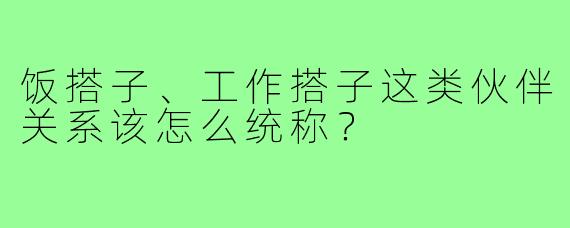 饭搭子、工作搭子这类伙伴关系该怎么统称?