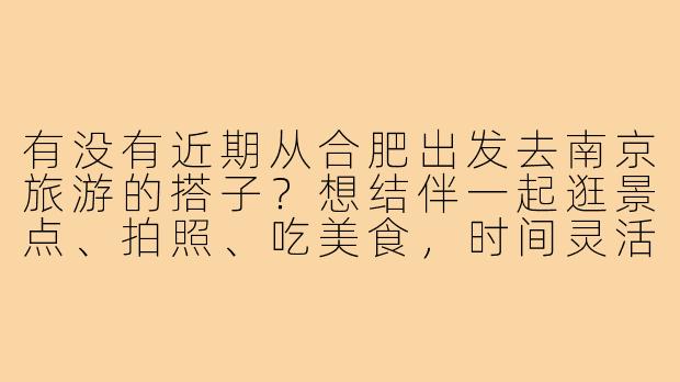有没有近期从合肥出发去南京旅游的搭子?想结伴一起逛景点、拍照、吃美食,时间灵活可商量!-合肥到南京旅游搭子