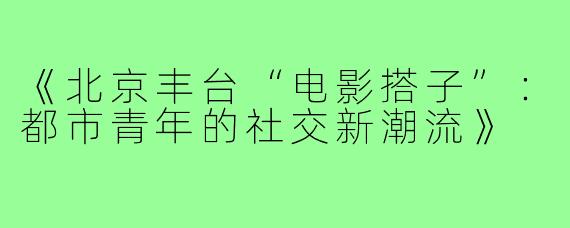 《北京丰台“电影搭子”：都市青年的社交新潮流》